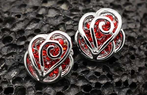 

AAAA+ rhinestones Red Rose hollow Flower stud earrings summer fashion Jewelrylovers gift promotion wedding bridal