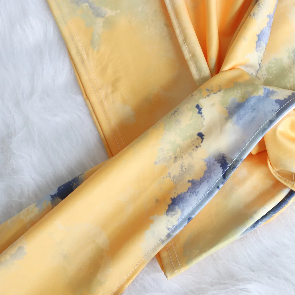 

Fashion Dye Print O Neck Sleeveless Off Shoulder Crop Top With Bandage Mini Dress Women Bodycon Dress Set