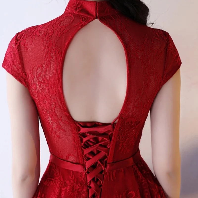 Платье-Ципао средней длины с открытой спиной для свадьбы и вечеринки | Свадьбы