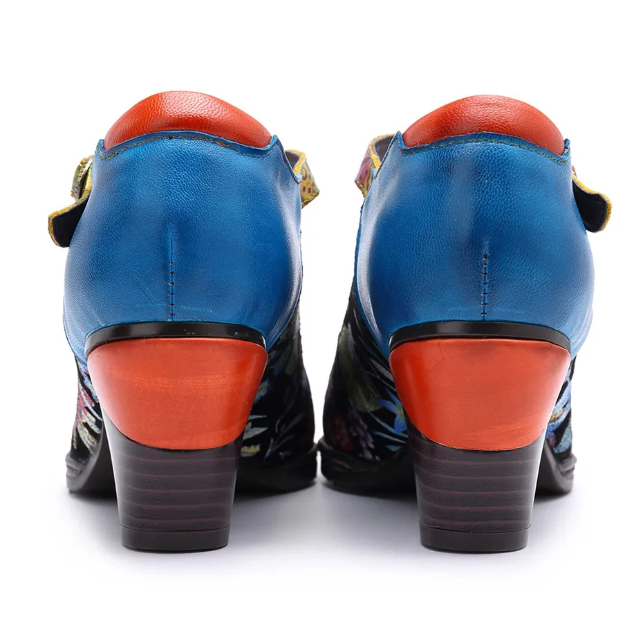 Женские богемные туфли лодочки на высоком каблуке с винтажной пряжкой|Женские