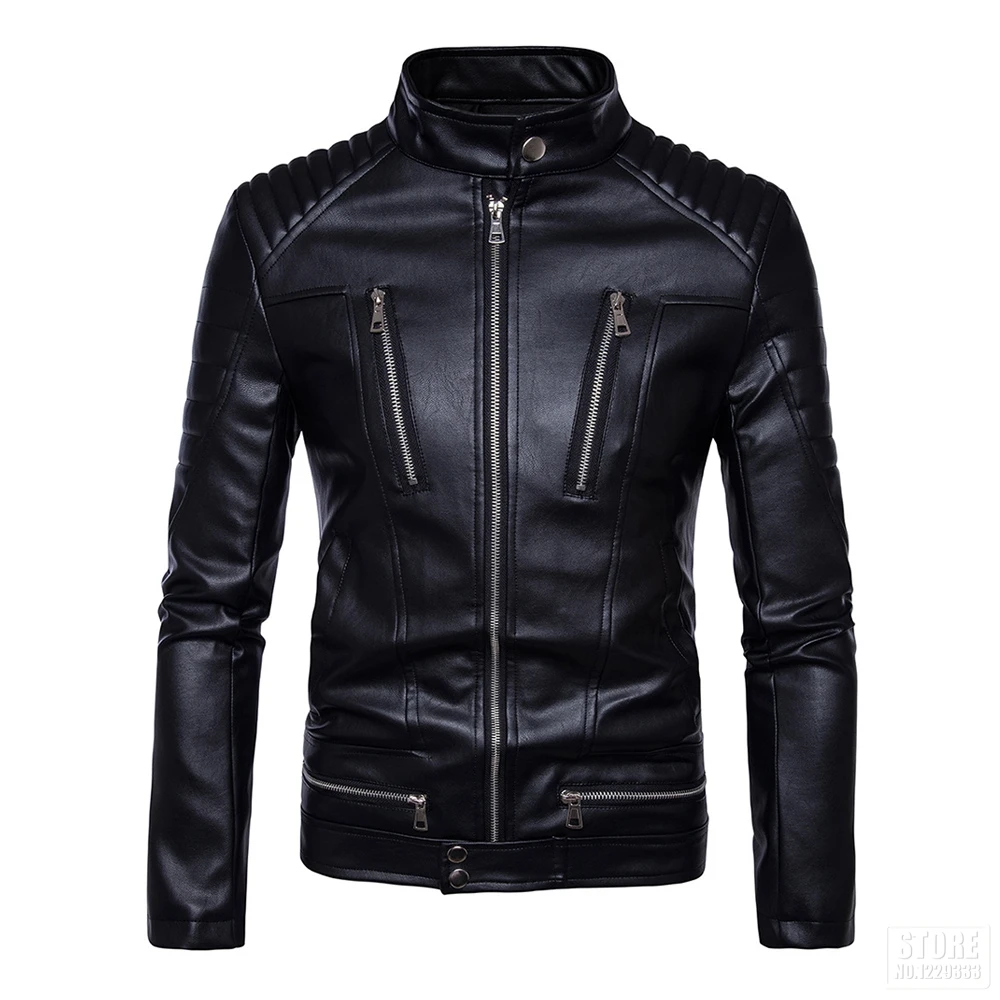 HEROBIKER мотоциклетная куртка Мужская винтажная ретро куртка из искусственной кожи Панк Классическая теплая Мотоциклетная Куртка Мото тонкая байкерская куртка
