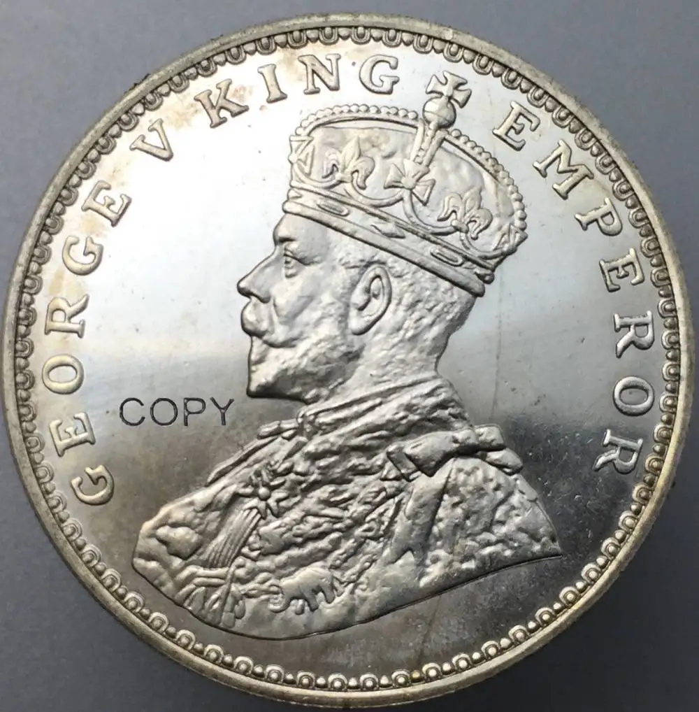 

1936 India George V King Emperor Brass Silver Plated One Rupee Copy Coin