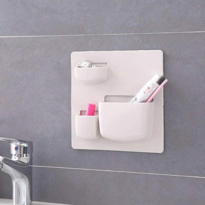 Стены прилипания Ванная комната органайзеров подвесных 3 сетки хранения