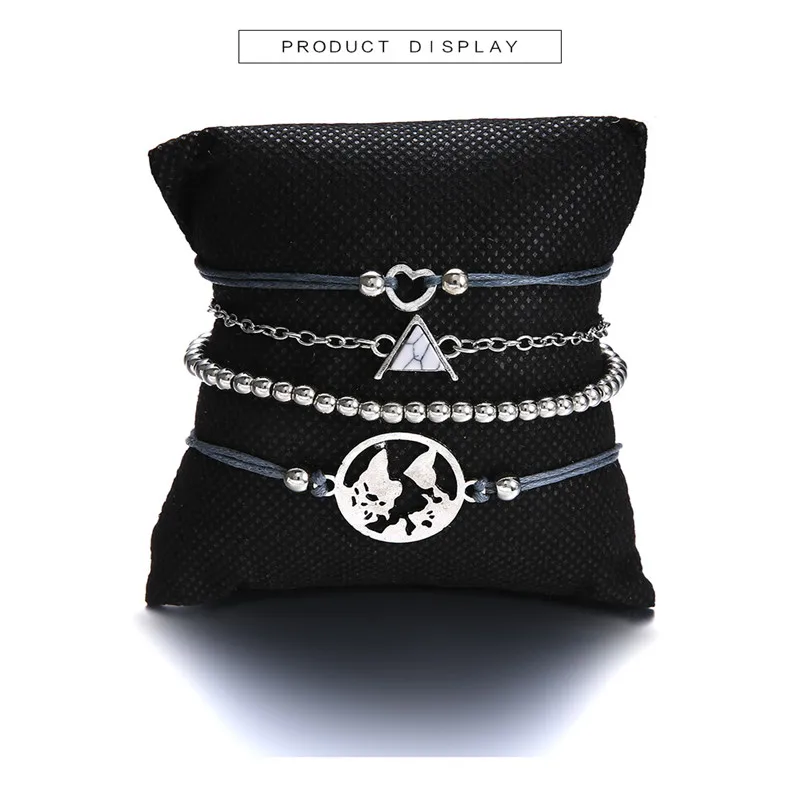 Новинка 4 шт./компл. Модный популярный женский браслет в форме сердца полые карты