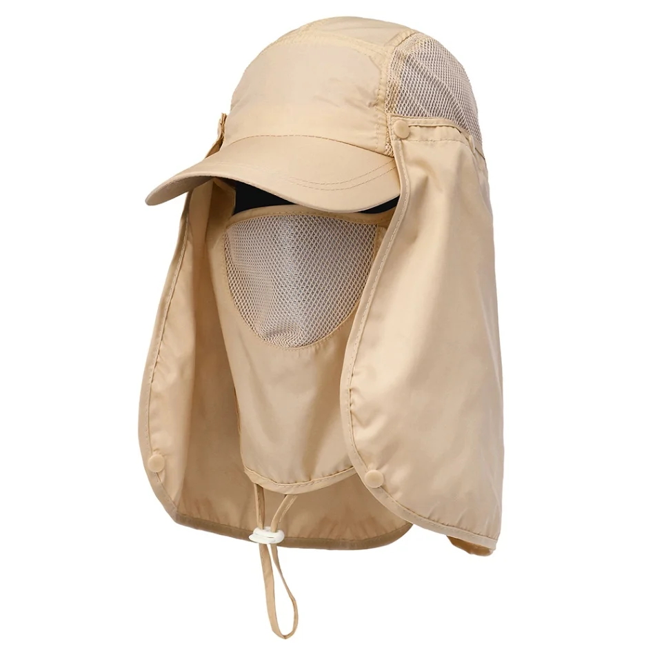 Khaki Lixada Открытый Спорт Пешие прогулки козырек шляпа УФ Защита лица шеи крышка рыбалка Защита от Солнца кепки лучшее качество - Цвет: Khaki