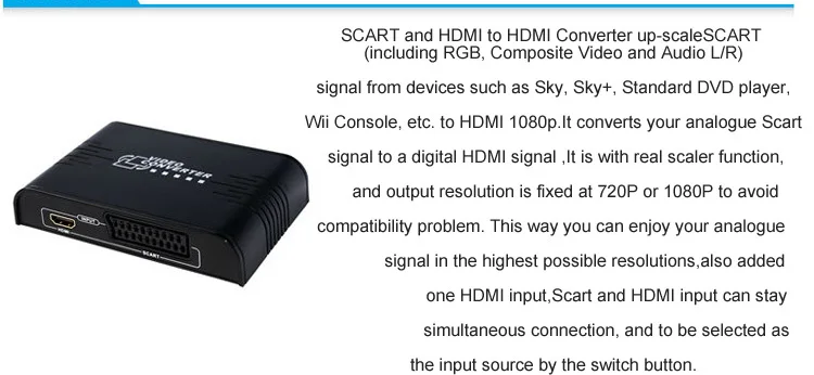 Преобразователь видео PAL/ NTSC SCART/ HDMI в 720P 1080P скалер с 3 5 мм и коаксиальным