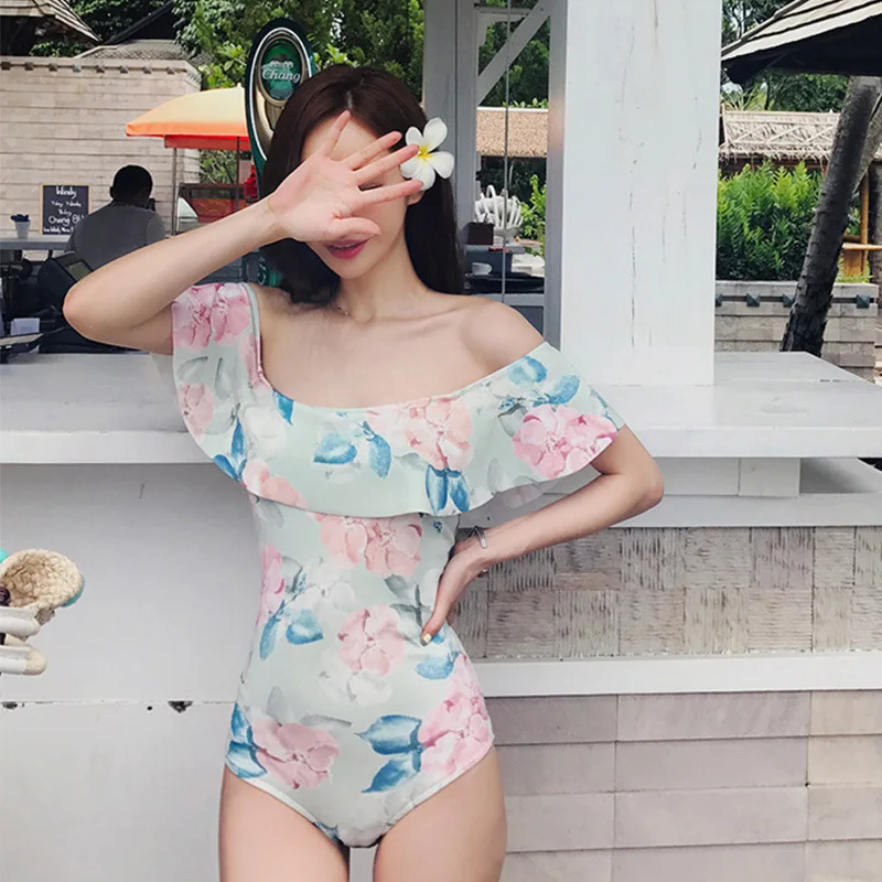 Розовый Ветер Новинка 2017 винтажный мятно зеленый цветочный принт большие оборки