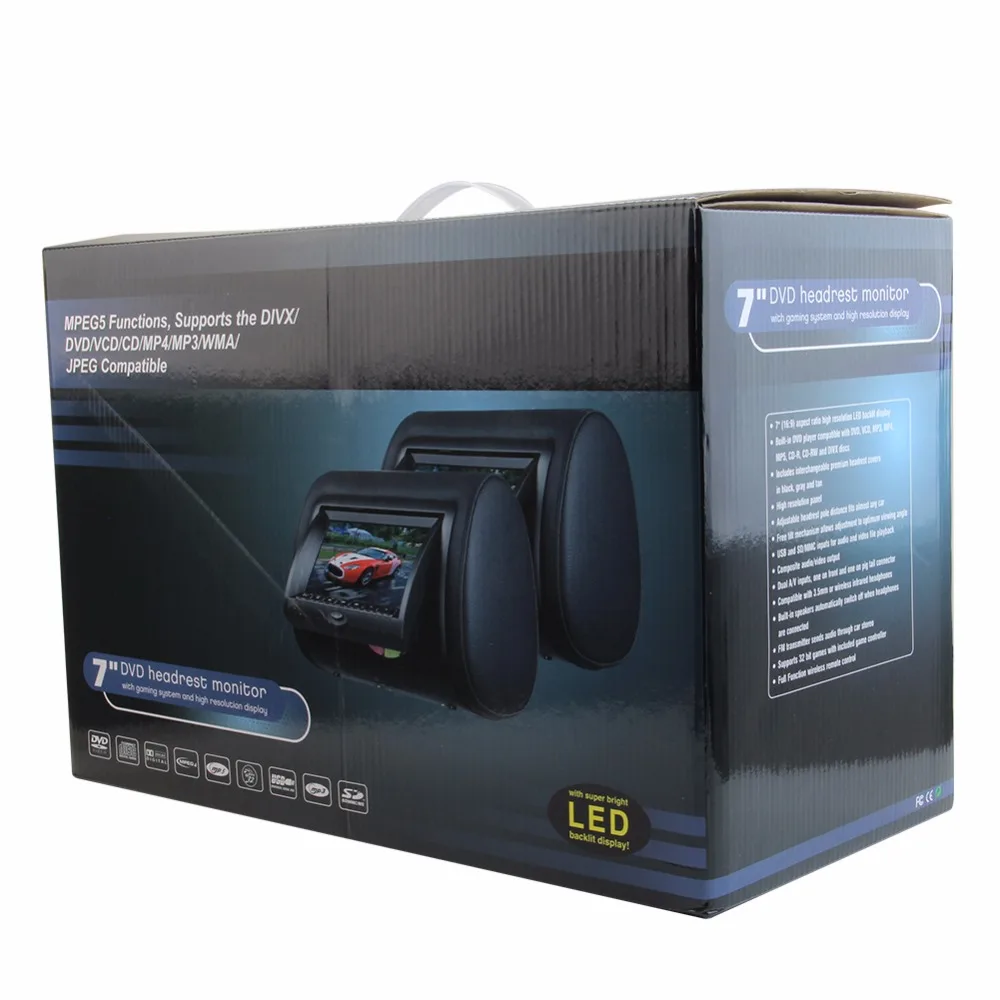 Автомобильный подголовник dvd плеер мопса бежевый универсальный цифровой экран