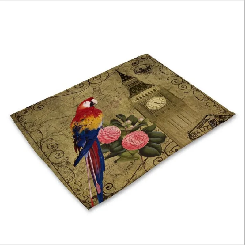 Винтаж цветы и птицы Подставка для столовых приборов коврик из ткани украшение