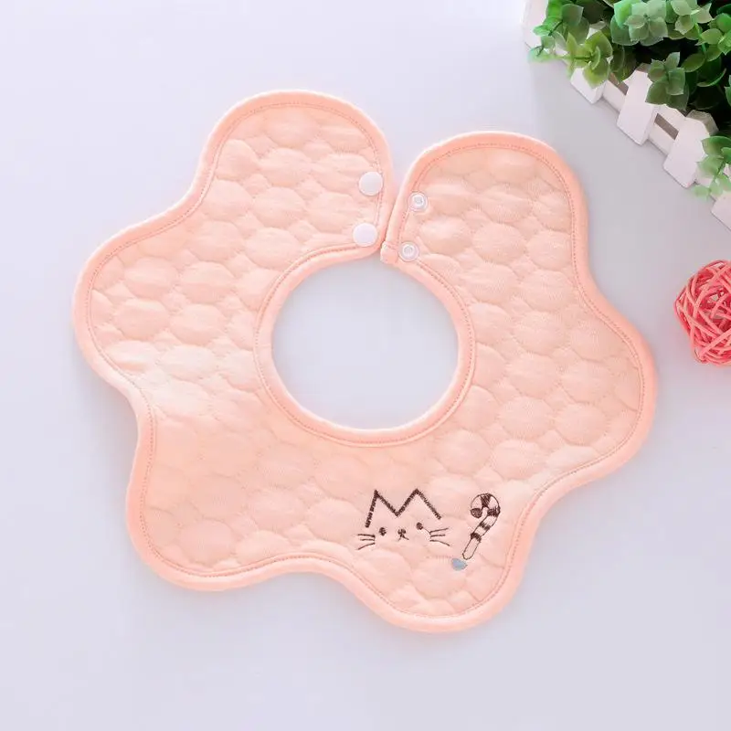 360 Degree Waterproof Double Button Cotton Flower Shape Cartoon Embroidered Bibs | Детская одежда и обувь