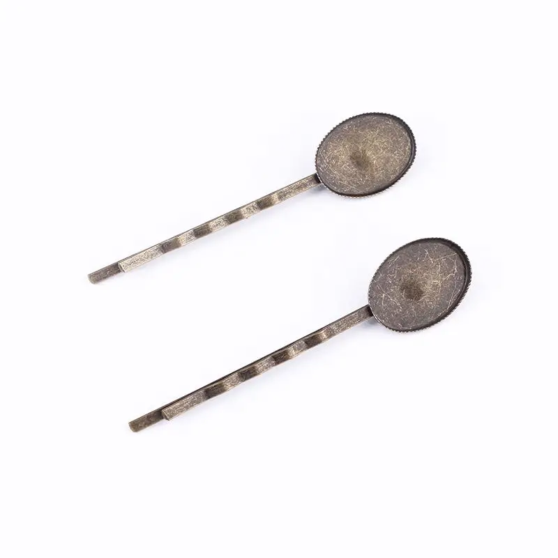 10 шт. античный бронзовый зажим для волос лоток овальная пустая Базовая шпилька