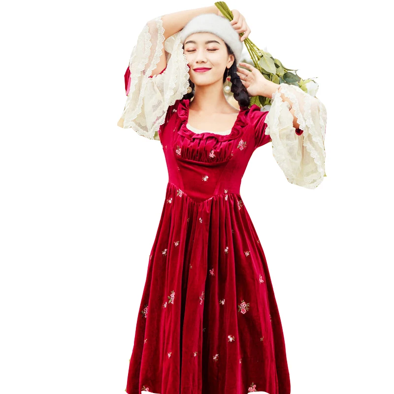 Весеннее Новое модное Брендовое платье с вышивкой и кружевом женское