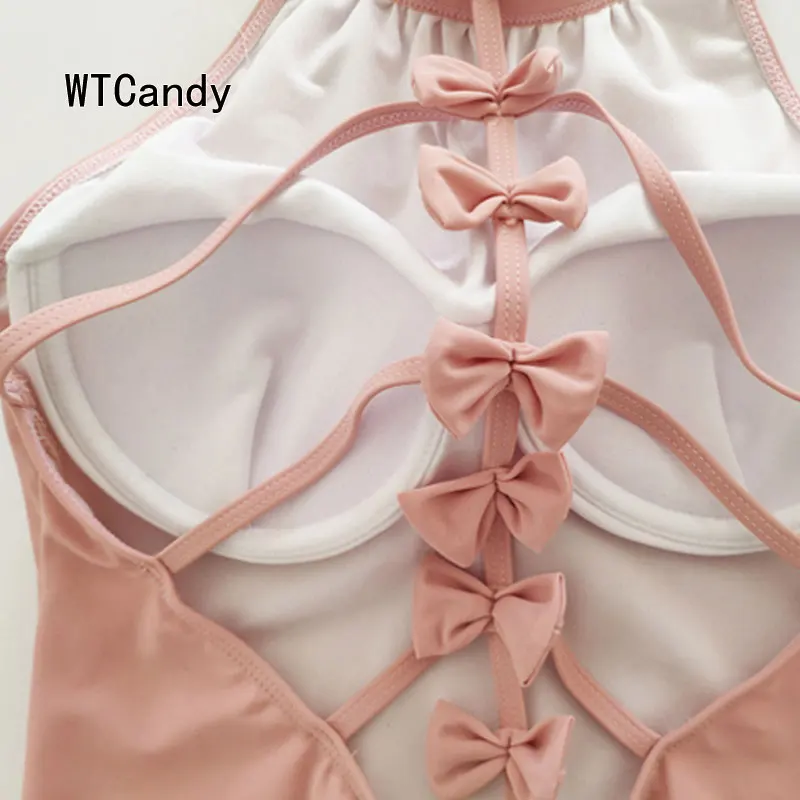 WTCandy пикантная с вырезом на спине и бантом Одна деталь Плавание одежда Для женщин