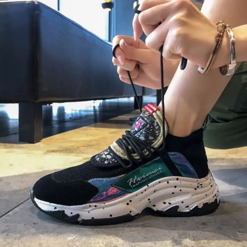 Taoffen Real Leather Women Casual Running Shoes Flock Platform White Sneakers Daily Wedges For Footwear Size 34-40 | Спорт и