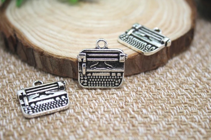 

10pcs Typewriter Charms Typewriter Pendants Antiqued Silver Tone 13 x 12 mm