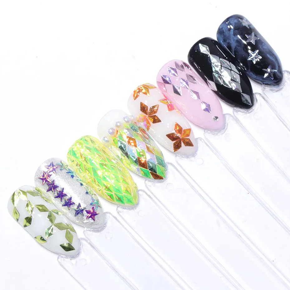 1 чехол блеск для ногтей Хамелеон ромбовидный порошок хлопья голографические