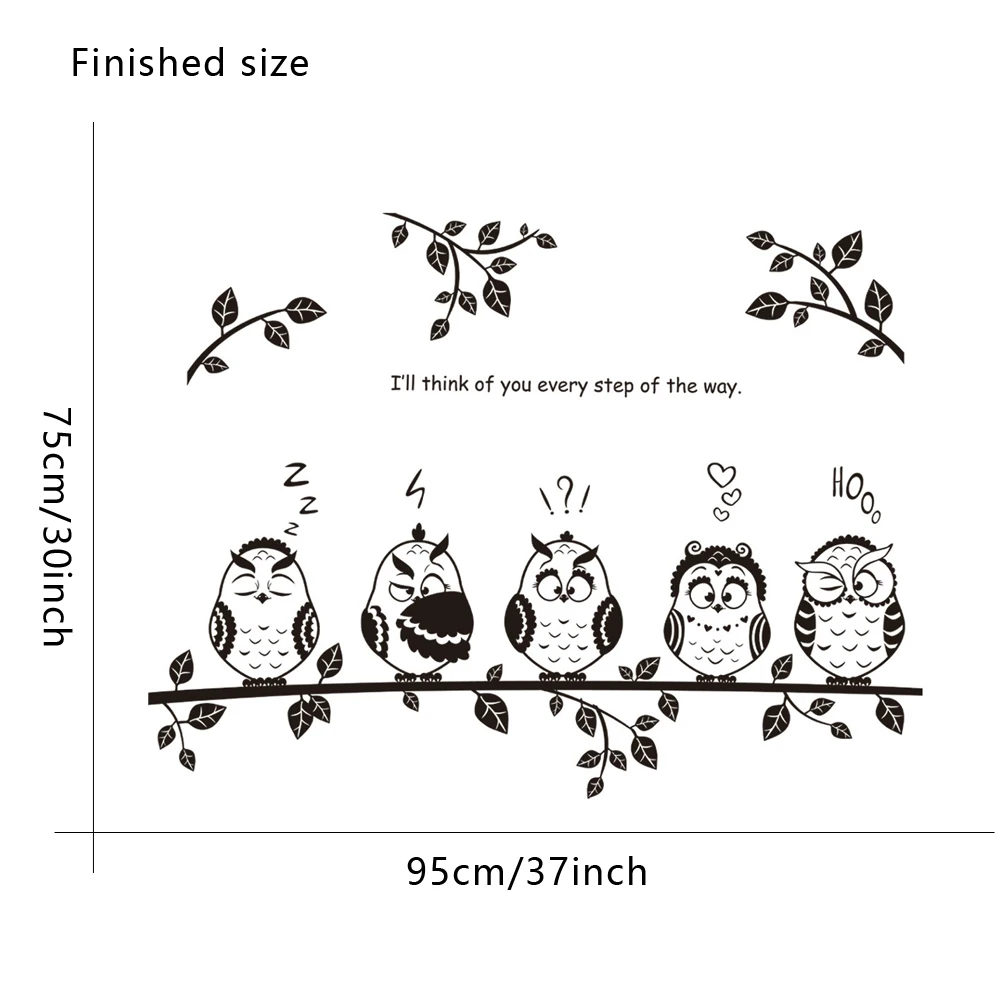 Черные милые семейные наклейки на стену в виде совы для спальни гостиной кухни