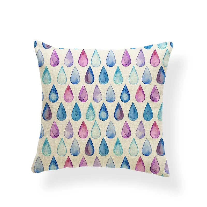 Акварельный КИТ Зебра Геометрическая Подушка Чехол синяя граффити Океанский