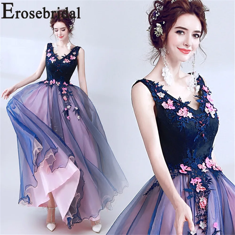Женское кружевное вечернее платье Erosebridal длинное контрастное на выпускной