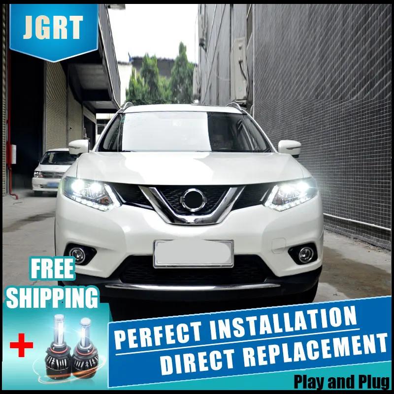 2 шт. автомобиль Стиль светодиодный фары для Nissan X Trail 14 16 налобный фонарь DRL