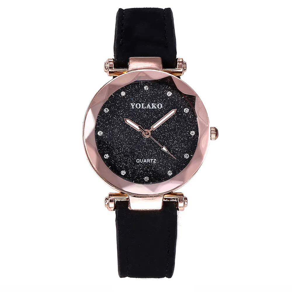 #5001YOLAKO Women's Casual Quartz Leather Band Starry Sky Watch Analog Wrist reloj mujer New Freeshipping Hot Sales | Наручные часы