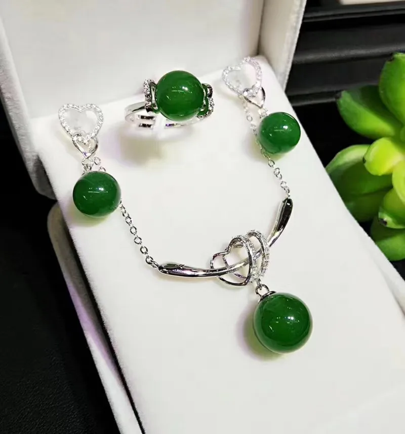 Подвески из натурального халцедона сердца искусственной цепи круглые бусины