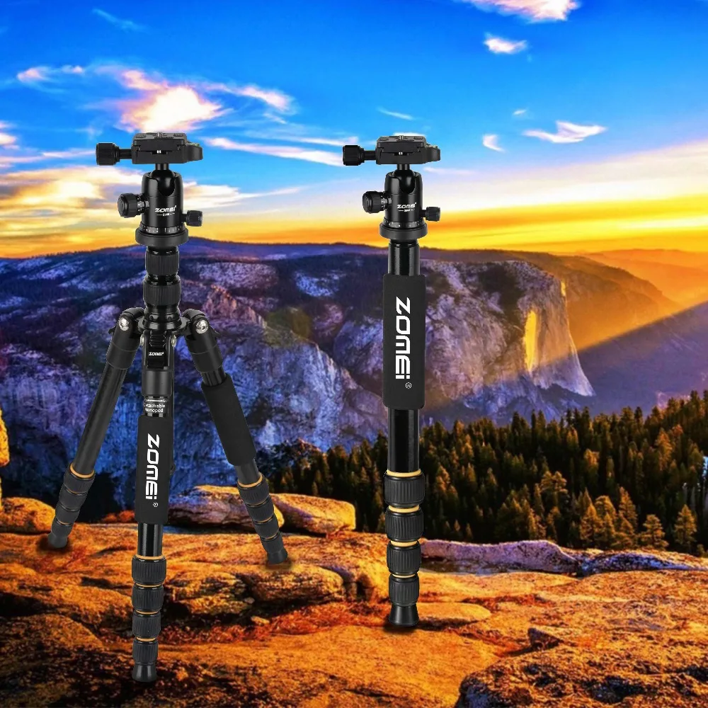 Легкий портативный штатив ZOMEI Q666 для камеры профессиональный дорожный трипод