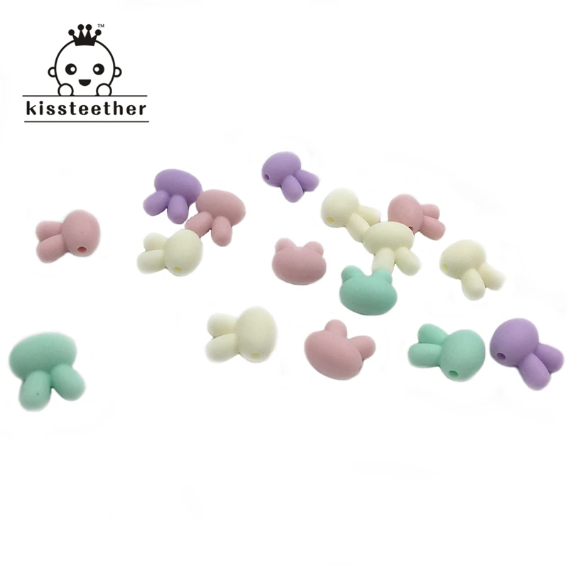 

BPA Free Silicone Teether 15*18.2*10.5mm Mixed Color Rabbit DIY Crafts Baby Teether Toy New Mom Necklace Safe Eco Silicone