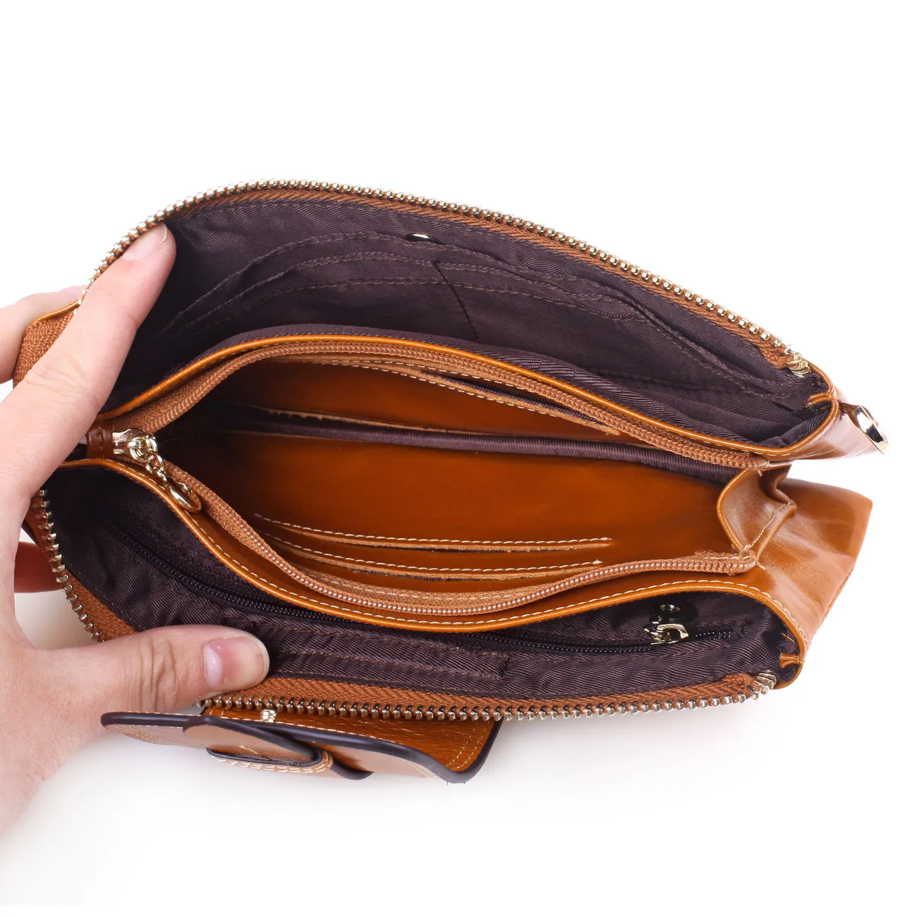 Женский Длинный кошелек из натуральной кожи вместительный Дамский клатч через