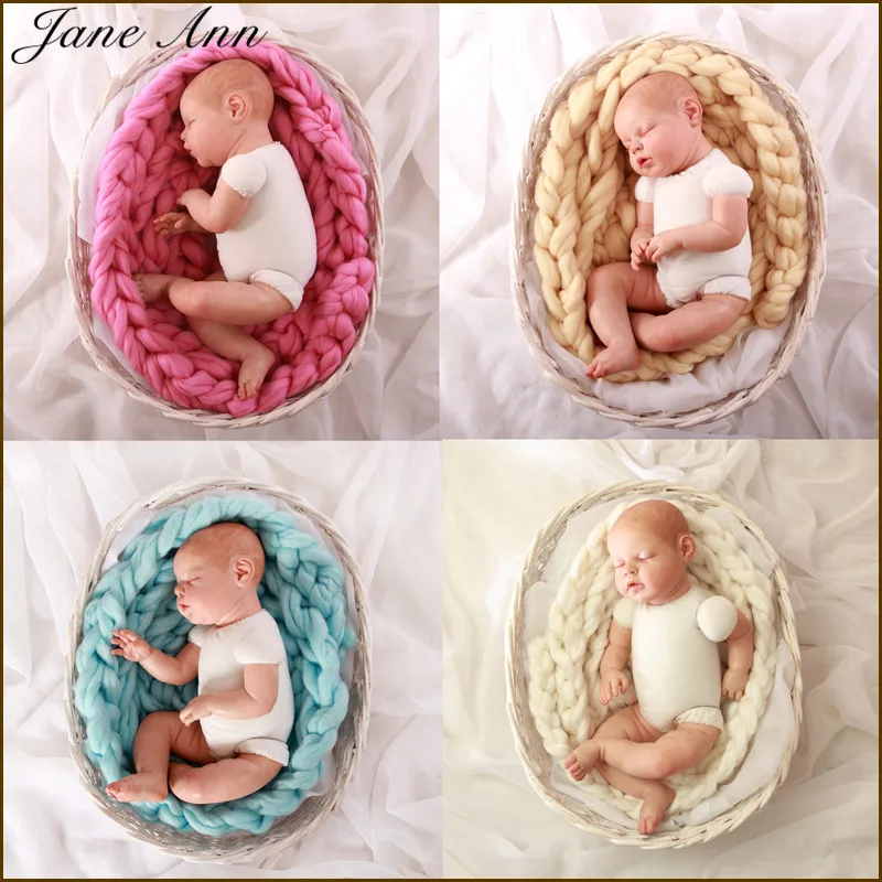 

Jane Z Ann Newborn Photography Props Baby Photo Blanket 4M Long Acrylic Filler Braid Basket Stuffer atrezzo fotos bebe