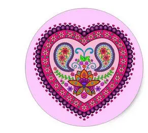 

1.5inch Decorative India Style Heart Classic Round Sticker