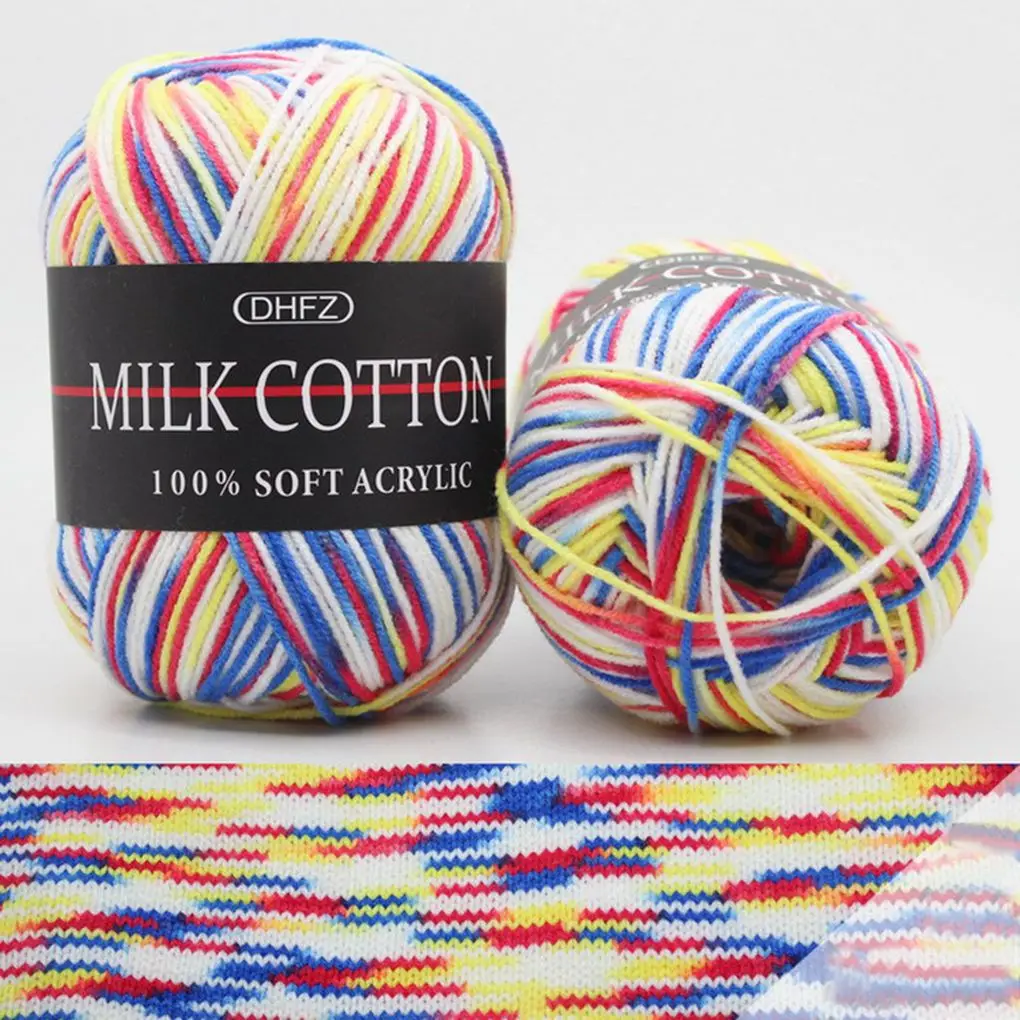 50g/Ball Colorful 3 ply Yarn Handmade DIY Scarf Pillow Blanket Knitting Crochet Soft Milk Cotton Yarn Hand Knitting Supplies