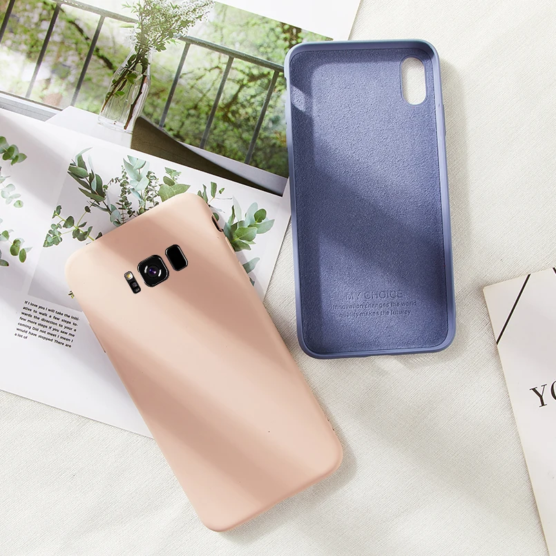 Оригинальный жидкий силиконовый чехол для Samsung Galaxy S8 S9 S10 плюс крышка обычный