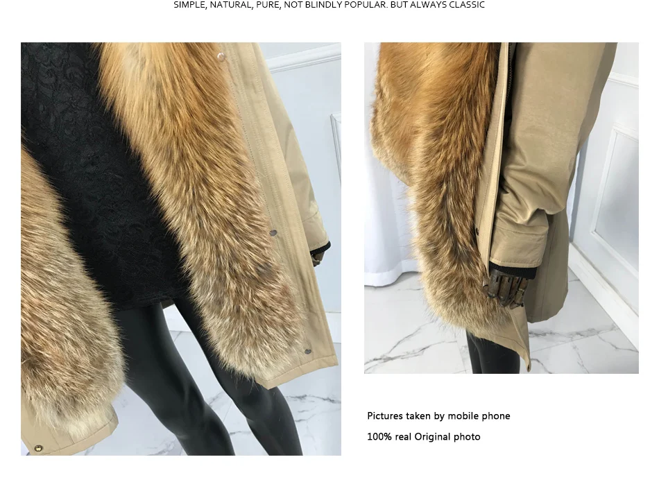 Парки из настоящего меха для Для женщин зимняя верхняя одежда с red fox меховым воротником, с капюшоном, с подкладкой большой толстовка с принтом лисьей морды пальто с мехом Куртка Толстая теплая куртка для оптоволоконного кабеля