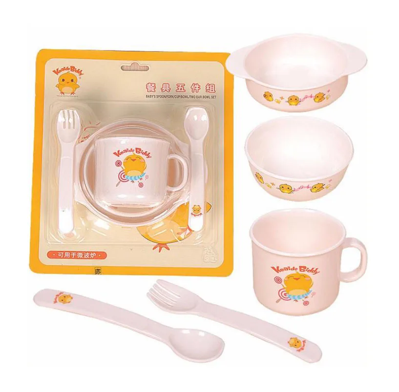 5 шт./компл. детская миска для кормления тарелка вилка ложка столовая посуда безопасный набор из ПП подходит