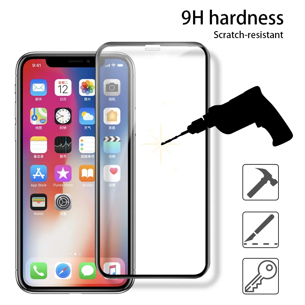 Закаленное стекло Ascromy 10D для Apple iPhone X XS Max XR 8 Plus 7 6 6s plus защита экрана полная