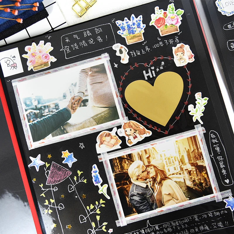 Personality Cowboy cover black sheets photo album DIY Manual Record Book Paste Baby Family Album Couple Memorial | Дом и сад