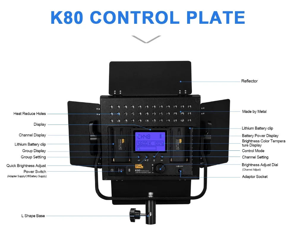 Pixel K80 600 шт. светодиодный светильник для видео 5600 светильник для фотографии профессиональный беспроводной светильник для студийной съемки YouTube