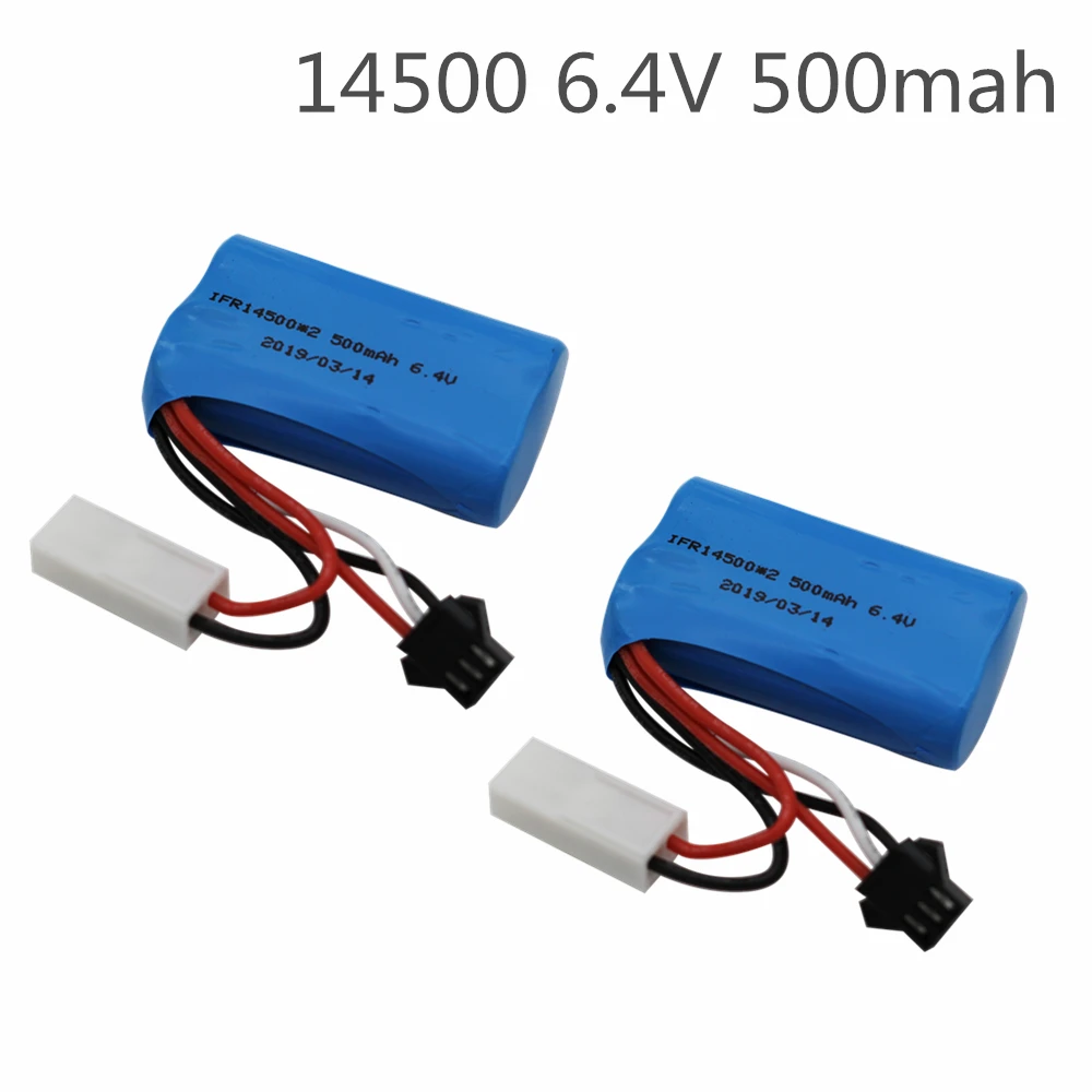 Литий-ионный аккумулятор 6,4 В, 500 мА/ч, 14500 для WLTOYS 18401/02 4 drive, высокоскоростной Внедорожный гоночный автомобиль для XQWR14 HBX 2098B RC