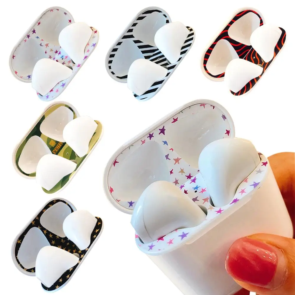 5 цветов ПВХ защита от пыли для AirPods футляр для наушников крышка аксессуар защитная наклейка кожа внутри чехол Защитная пленка