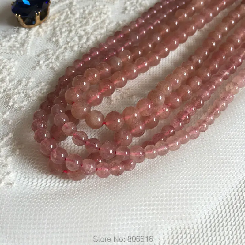 

5-6mm ( 1 strand/bag ) Round 100% Natural Strawberry Quartz Loose Strands Semi-precious Jewelry Beads
