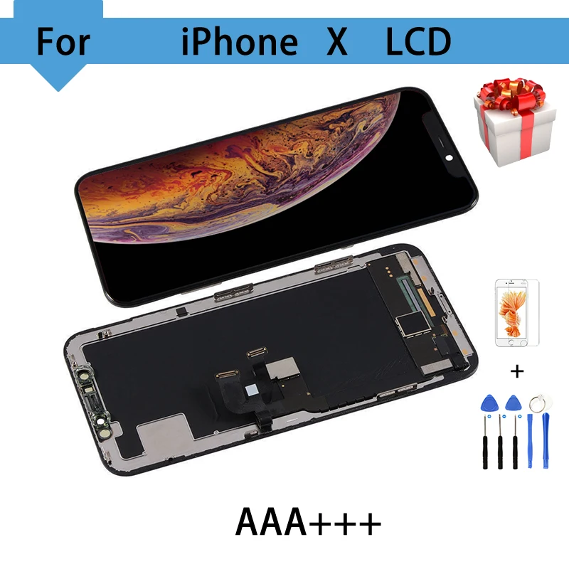 ЖК дисплей AMOLED 5 8 дюйма для iPhone X сенсорный экран бесплатные инструменты
