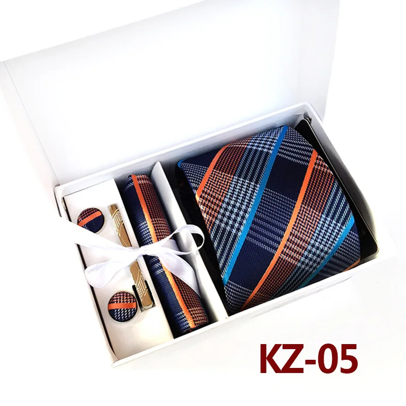Mens  Stripe Check Dot Tie Gift Box Set Fashion Accessories Set Best GIFT for Him