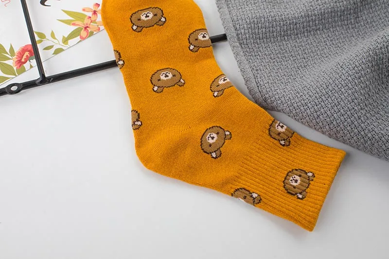 Продукт осень/зима Harajuku прекрасный мультфильм колледж Стиль носки женщины счастье кавай медведь личности Tide Calcetines