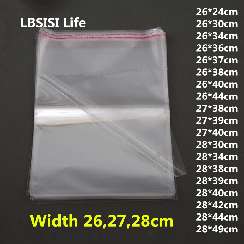 

Прозрачные пакеты LBSISI Life, 100 шт., прозрачные, самоклеящиеся, ОПП, большая упаковка, упаковка для одежды, пластиковый подарочный пакет