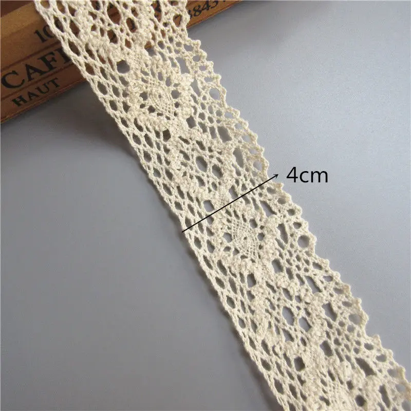 2 ярда бежевый винтажный хлопковый гребешок вышитая кружевная отделка Лента