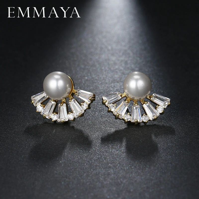 Женские и женские серьги с искусственным жемчугом EMMAYA модные гвоздики из