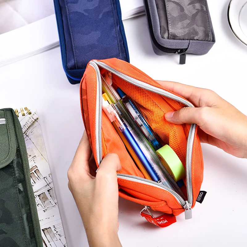 

Deli Zipper Pencil Bags Lengthen High Capacity Pencil Bag Student Pencil Cases Stationery Storage Box School and Office Supplies