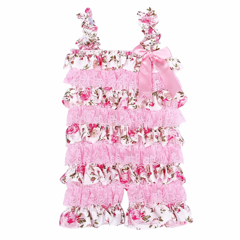 Комбинезоны для маленьких девочек розовый цветочный кружевной комбинезон Petti с