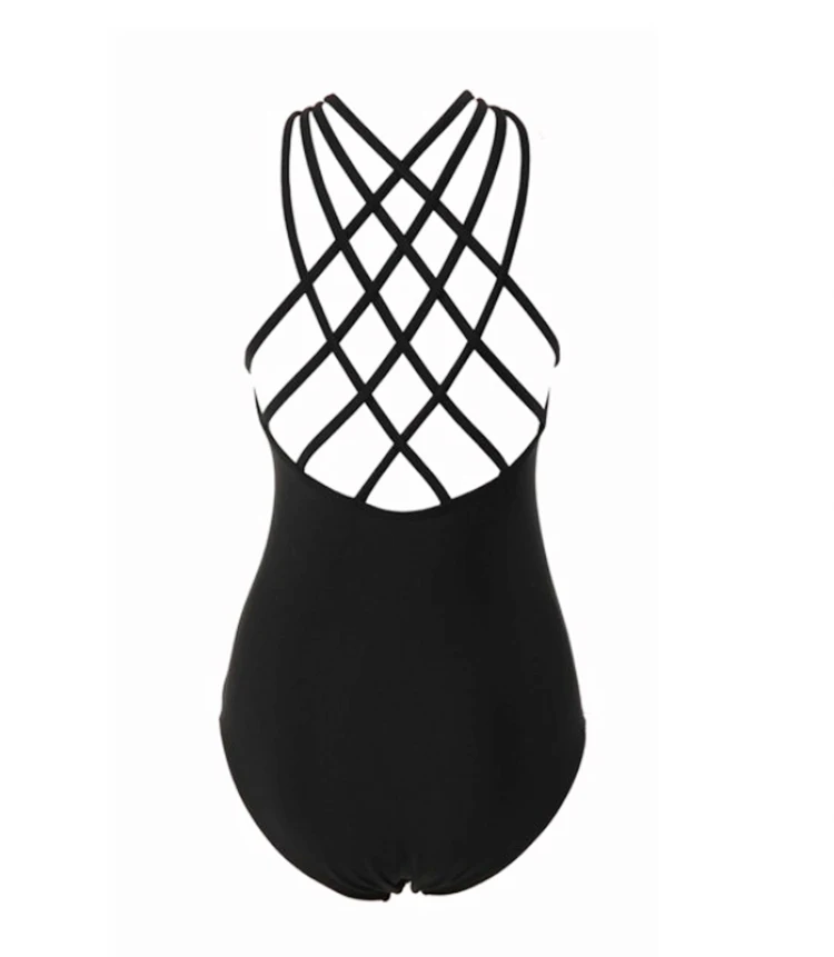 Черный купальник новинка женский на бретелях-спагетти бандажный с открытой